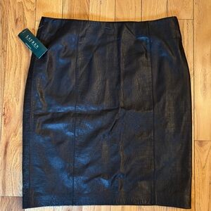Ralph Lauren Black Leather Pencil Skirt
